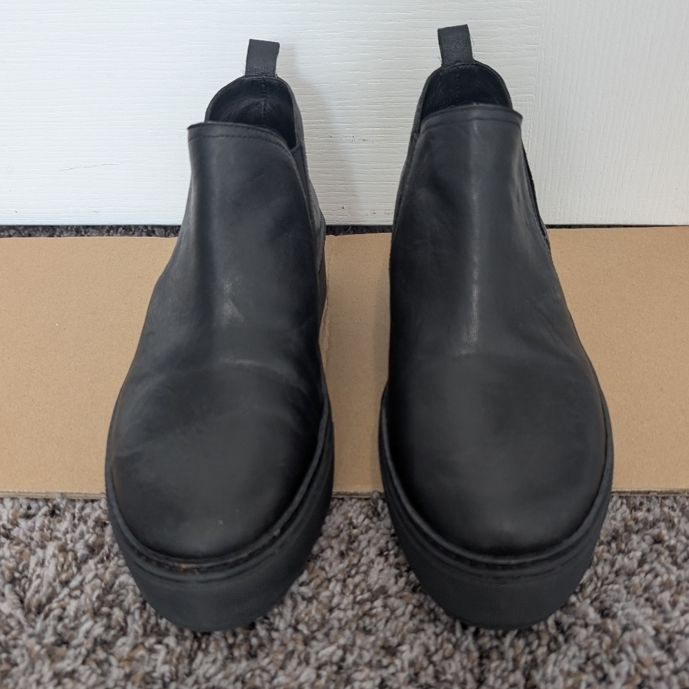 J/SLIDES Mika Solid Black Ankle Boot Platform Slip-Ons - Picture 2 of 12